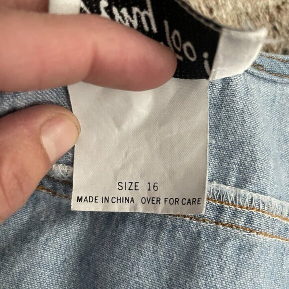 Vintage Amy Too! Western Sleeveless Denim Dress Girl L 16 Blue Midi Button Front - Picture 4 of 10